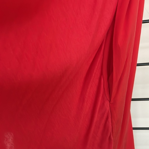 AX Armani Exchange Red Silk Shirt Dress Size 10 High Low Hem - Picture 3 of 5